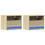 ZNTS Wall-mounted Bedside Cabinets with LED Lights 2 pcs Sonoma Oak 852066