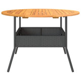 Garden Table with Acacia Wood Top Black 110x71 cm Poly Rattan 368625