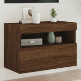 TV Wall Cabinet with LED Lights Brown Oak 60x30x40 cm 837195