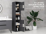 Line Embossed Tall Bathroom Storage Cabinet - Grey T3398P343527