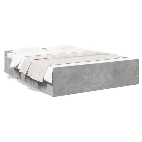 ZNTS Bed Frame with Drawers Concrete Grey 150x200 cm King Size Engineered Wood 3280289