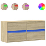 TV Wall Cabinet with LED Lights Sonoma Oak 100x31x45 cm 852294