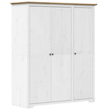 Wardrobe "BODO" White and Brown 146x53,5x173cm Solid Wood Pine 355063