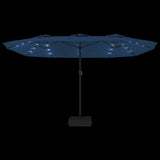 Double-Head Garden Parasol with LEDs Azure Blue 449x265 cm 362960