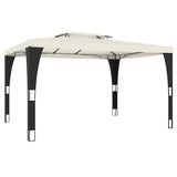 Gazebo with Double Roof Cream 3.98x2.98 m Steel 368442