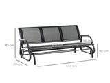 3-Seat Glider Rocking Chair for 3 People Garden Bench Patio Furniture Metal Frame T3398P320367