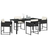 Garden Dining Set with Cushion 5 pcs Black Poly Rattan 3380006
