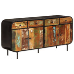 ZNTS Sideboard 140x35x70 cm Solid Wood Reclaimed and Metal 355845