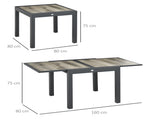 Extending Garden Table, Outdoor Dining Table for 6, Aluminium Frame Rectangular Patio Table with T3398P315936