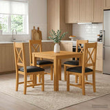 Dining Set 5 pcs Black Solid Oak Wood 3430346