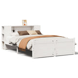 Bookcase Bed without Mattress White 150x200cm King Size Solid Wood Pine 3322440