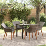 Garden Dining Set with Cushion 5 pcs Grey Poly Rattan 3261685