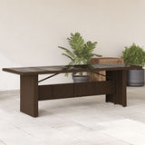 Garden Table with Glass Top Brown 240x90x75 cm Poly Rattan 365598
