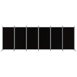6-Panel Room Divider Black 520x180 cm Fabric 350273