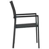 Garden Dining Set Black Powder-coated steel, glass, plastic 3099275