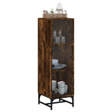 Highboard with Glass Doors Smoked Oak 35x37x120 cm 836564