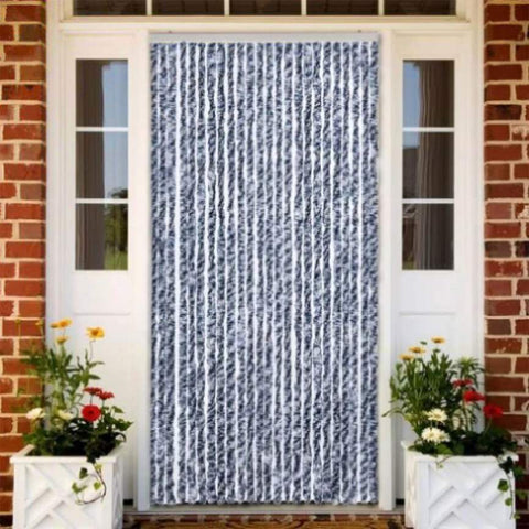 Insect Curtain Blue, White and Silver 100x220 cm Chenille 284275