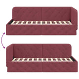 Corner Bed Frame with Headboard Wine Red 100 x 200 cm Fabric 42016506
