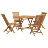 Garden Dining Set Folding 5 pcs Brown Solid Teak wood 3385969