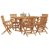 Garden Dining Set 7 pcs Brown Solid Teak Wood 3155339
