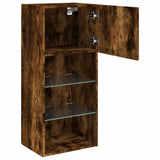 TV Cabinet with LED Lights Smoked Oak 40.5x30x90 cm 837051