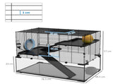 3 Tiers Hamster Cage, Gerbil Cage with Deep Glass Bottom, Non-Slip Ramps, Platforms, Hut, Exercise T3398P350088