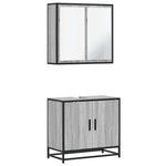 ZNTS 2 Piece Bathroom Furniture Set Grey Sonoma Engineered Wood 3300888