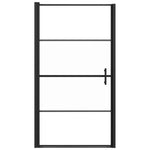 ZNTS Shower Door 100x178 cm Half Frosted Tempered Glass Black 151867