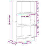 Bookcase Sonoma Oak 60x24x109 cm Engineered Wood 857805