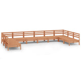 10 Piece Garden Lounge Set Honey Brown Solid Wood Pine 3083427