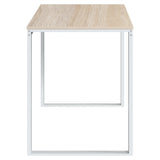 ZNTS Computer Desk White and Oak 110x60x73 cm Engineered Wood 30198