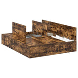 Bed Frame with Storage Smoked oak 140 x 190 cm Engineered wood 3335433