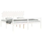 Senior Bed without Mattress White 200x200 cm Solid Wood 3195567