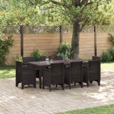 Garden Dining Set 9 pcs Brown Polypropylene 3378580