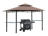 2.5x1.5m Grill Gazebo Canopy, Double Tiered Outdoor BBQ Gazebo Shelter with 2 Side Shelves T3398P325241