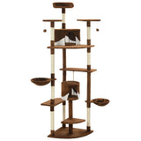 Cat Tree with Sisal Scratching Posts 203 cm Brown and White 170528