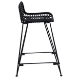 Bar Stool 2 pcs Black 44 x 45 x 76 cm Rattan and Steel 42033203