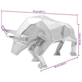 Bull Sculpture Silver 74 x 23 x 30 cm Aluminium 42000144