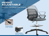 102.5-126cm Draughtsman Office Chair, with Footrest - Grey T3398P329505