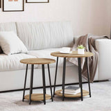 Side Table Set with Shelf 2 pcs Artisan Oak and Black 869707