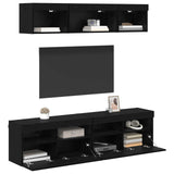 TV Wall Units with LED with LED 5 pcs Black Oak 80 x 30 x 40 cm 3402970