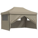 Foldable Party Tent Pop-Up with 4 Sidewalls Taupe 4004978