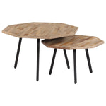 ZNTS 2 Piece Coffee Table Set Hexagon Reclaimed Teak 246097