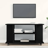 TV Cabinet with Castors Black Oak 80x40x45 cm Engineered Wood 862404
