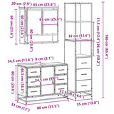 ZNTS 3 Piece Bathroom Furniture Set Smoked Oak Engineered Wood 3301172