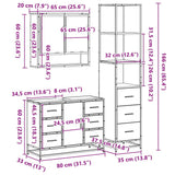 3 Piece Bathroom Furniture Set Smoked Oak Engineered Wood 3301172