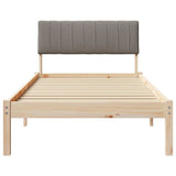 Bed frame Brown and taupe 90 x 200 cm Solid pine wood 878707