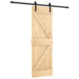 Sliding Door Natural and Black 70 x 210 cm Solid Pine Wood 3444908
