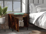 Bed Cabinets with Metal Legs Smoked Oak 40x30x50 cm 813117