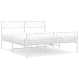 Metal Bed Frame without Mattress with Footboard White 135x190cm 372343